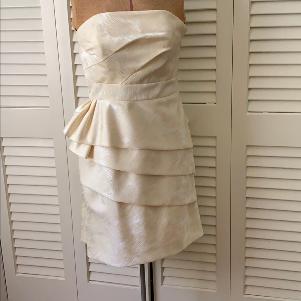 Cream and gold off the shoulder dress
